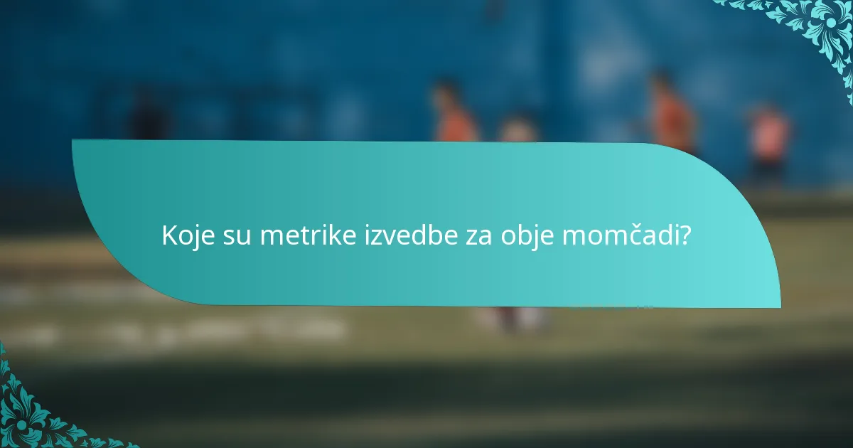 Koje su metrike izvedbe za obje momčadi?