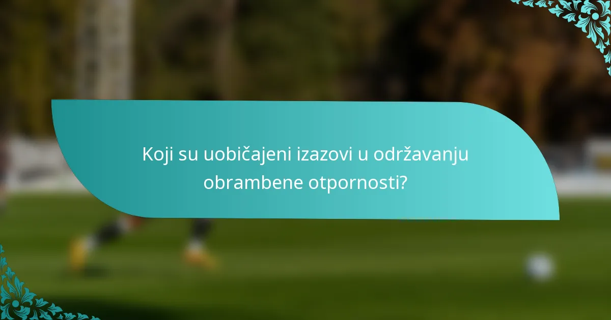 Koji su uobičajeni izazovi u održavanju obrambene otpornosti?
